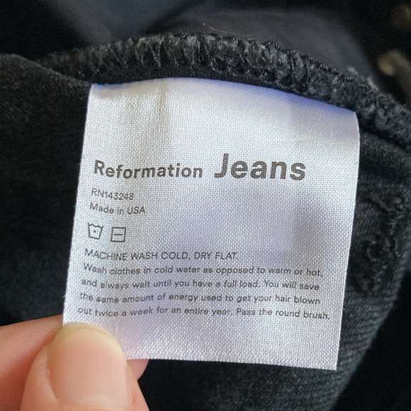 Reformation Liza High Straight Crop Jeans Faded Black Size 24 - Picture 7 of 7